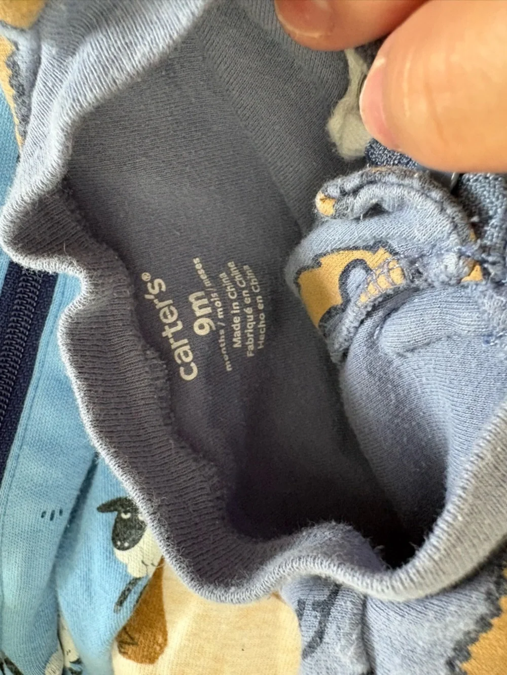 Carter's Light Blue, Cream & Blue Animal Footed Sleepers - 3 Pack - Picture 6 of 6